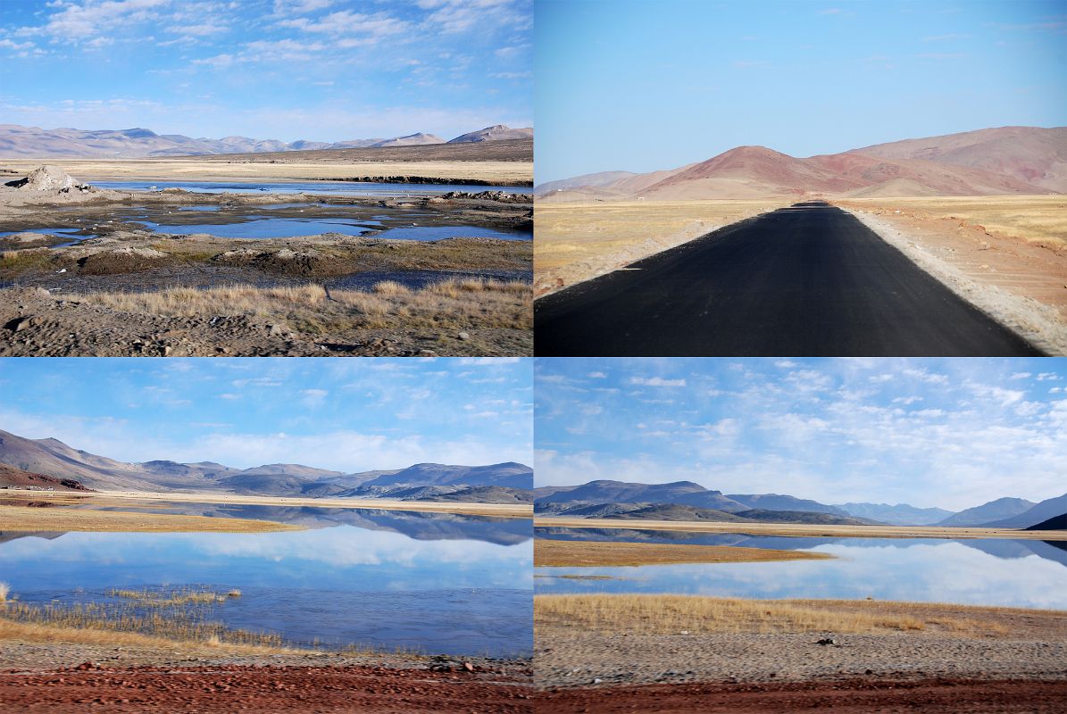40 Views Of Hills And Water From Road After Leaving Paryang Tibet For Mount Kailash The colourful hills of Tibet reflect in the water from the road between Paryang Tibet and Mount Kailash.